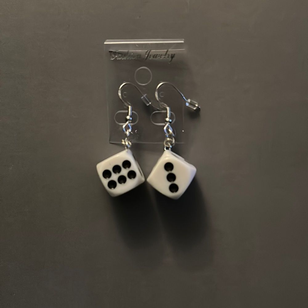 NEW White dice earrings